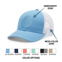 Gorra Trucker Transpirable de Malla Blanca y Azul Cielo con Bordado Ondulado Personalizado, Exportación a Granel, Fábrica Auditada ISO9001 BSCI