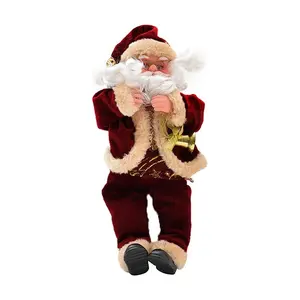 सांता क्लॉस क्रिसमस की सजावट लाल क्रिसमस गुड़िया बच्चे के तोहफे के लिए ड्रम के साथ पॉलिएस्टर सांता क्लॉस आभूषण क्रिसमस की सजावट गुड़िया