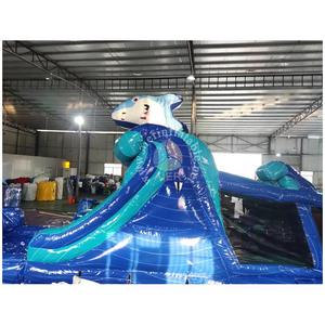 Castillo Inflable de PVC de Alta Calidad de Fábrica con Tobogán de Obstáculos 12x3.3x5.4m para Alquiler en <span class=keywords><strong>Playa</strong></span> y Fiestas Temáticas de Tiburones - Product Image 6