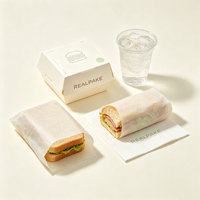 Boîte à hamburger rectangulaire jetable écologique, structure rigide, carton recyclable, impression UV, pour plats à emporter, restaurants de restauration rapide