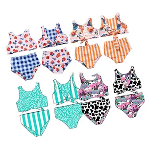 Latest Design Custom Fabric Summer Holiday Girl Boutique Swimsuit Kids Beach Elasic High Quality Swimwear