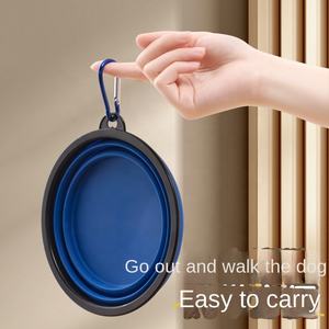 Bol pour chien Portable 2-en-1 Bassin à riz pliant en <span class=keywords><strong>silicone</strong></span> écologique pour voyage en plein air Bol à eau rétractable pour chien solide - Product Image 4