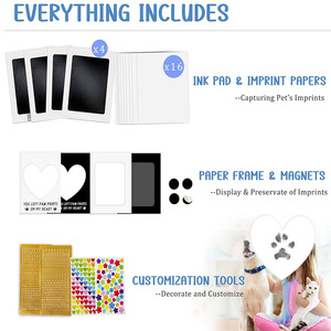 Juego de marcos de papel para recuerdos de mascotas con tinta sin necesidad de lavado para huellas de perros y gatos, 16 hojas, marcos blancos, diseño de corazón - Product Image 5