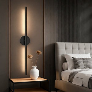 Wall <b>Lamp</b> Led Black Aluminum Minimalist <b>Touch</b> Control Wall Mounted Bedroom Living Room Lighting - Product Image 4