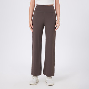 Pantalones de yoga de cintura alta para mujer, de pierna ancha, suaves y elásticos, con efecto levantacola, pantalones rectos cortos, para Pilates, deportivos casuales, al por mayor - Product Image 2
