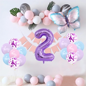 Set di palloncini in lattice di 11 pezzi con lamina di farfalla viola per bambine <span class=keywords><strong>2</strong></span> ° 1 ° numero palloncini in lamina per <span class=keywords><strong>buon</strong></span> <span class=keywords><strong>compleanno</strong></span> decorazioni - Product Image 4