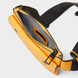 <span class=keywords><strong>Riñonera</strong></span> ajustada de piel sintética vegana con logotipo personalizado para hombre, bolso de cintura con cremallera, color amarillo - Product Image 3