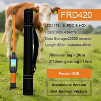Lecteurs de puces animales OEM 134,2 kHz pour l'identification du bétail, lecteur portable longue portée HDX FDX-B pour bovins avec Bluetooth et USB
