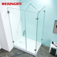 Haute qualité maison salle de bain charnière porte de douche en acier inoxydable sans cadre Rectangle verre trempé salle de douche