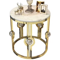 Meubles de maison moderne or cadre en acier fini avec centre de marbre café thé table d'appoint GD-ST016