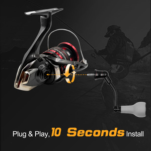 Empuñaduras de Pesca de 63 mm de Fibra de Carbono y 27 mm de TPE en Gris Dorado para Conversión de Carrete de Spinning Shimano Vanford - Product Image 2