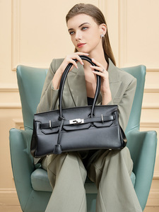 Sac fourre-tout en cuir pleine fleur, sac à bandoulière structuré avec fermeture à cadenas, sac à main en cuir <span class=keywords><strong>de</strong></span> vache véritable, grande capacité pour le bureau et le travail - Product Image 3