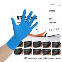 Gants d'examen jetables certifiés CE, en nitrile bleu noir sans poudre, 5g, 1000 pièces par boîte, pour clinique dentaire et médicale