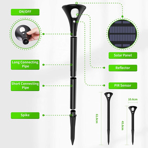 Lámpara Solar LED para Exteriores, Impermeable IP65, Color Negro, Temperatura de Color 3000K/6000K, 1 Año de Garantía, para Jardín, Césped, Puerta, Entrada, Seguridad - Product Image 5