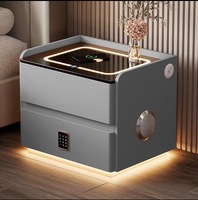 Mesa de Centro Moderna con Luz LED, Carga Inalámbrica, Cajón Refrigerador, Mueble Inteligente para el Hogar, Refrigerador de Noche