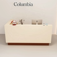 Comptoir de réception en bois massif et panneaux de particules, design moderne, éclairage LED, durable, pour magasin de vêtements pour femmes, salon de beauté, bar