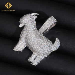 Entrepôt USA Bijoux Hip Hop Moissanite Pendentif Iced Out Collier en Argent Sterling 925 Diamant Moissanite VVS Pendentif Mouton - Product Image 4