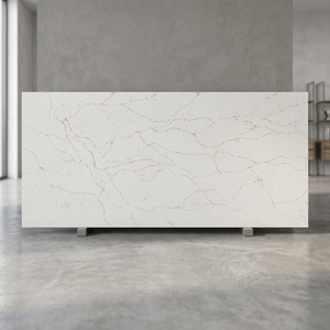 Losa de Cuarzo Ecológica Resistente al Fuego Prime Core 6106 Aurora Calacatta de 20mm/30mm con Borde Biselado para Encimeras de Cocina y Comedor - Product Image 3