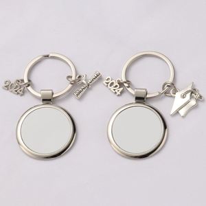 Metal <b>Blank</b> Keychain Customizable Sublimation <b>Blank</b> Keyring Pendant Heat Transfer Key Chain Handmade Gift for Graduates Key <b>Ring</b> - Product Image 3
