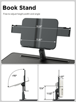 Support d'ordinateur portable portable avec support de téléphone pliable en bois debout lit bureau réglable Table de tour pour lire l'écriture