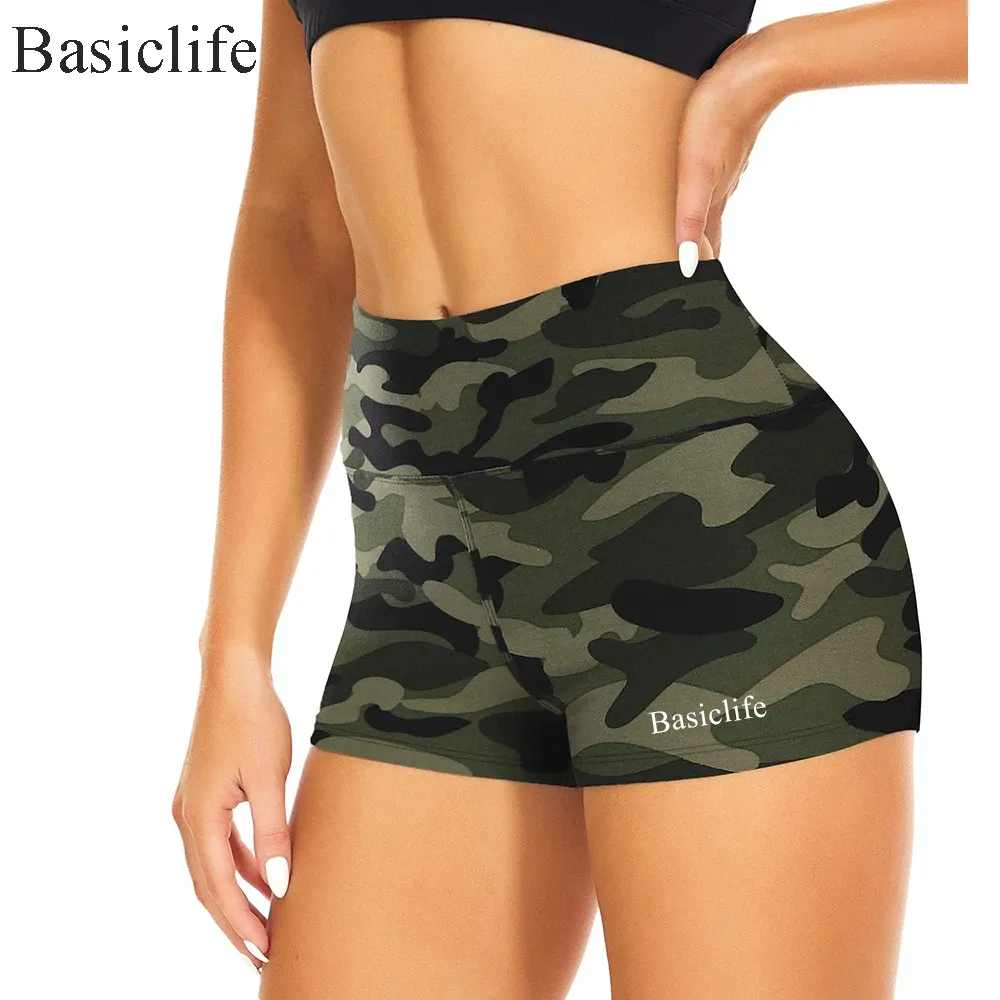 Basiclife Workout Biker Shorts Women 3" High Waisted Tummy Control Spandex Booty Volleyball Shorts for Yoga Dance