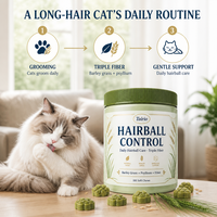 Complément Naturel Anti-Boules de Poils pour Chats – Formule Triple Fibres d'Orge, Psyllium et Lécithine – Friandises Tendres – Vente en Gros