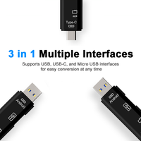 Adaptador OTG Multifuncional USB 2.0 de Alta Velocidad, Lector de Tarjetas Micro USB/USB/Tipo-C Externo, Compatible con Tarjetas TF, Transferencia de Datos USB JAYA