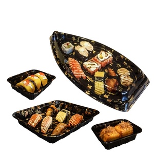 Kotak kemasan perahu <span class=keywords><strong>Sushi</strong></span> plastik cetakan Sashimi sekali pakai dapat didaur ulang kualitas makanan mewah kustom untuk ikan - Product Image 2