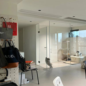 Cloison moderne sans cadre en verre trempé avec porte, mur de séparation <span class=keywords><strong>acoustique</strong></span> à <span class=keywords><strong>vue</strong></span> panoramique pour bureau, maison, ou niche pour chat - Product Image 2