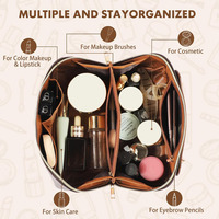 Sac de voyage en cuir pour maquillage, grande capacité, sac de maquillage pour femmes, imperméable, portable, avec compartiments