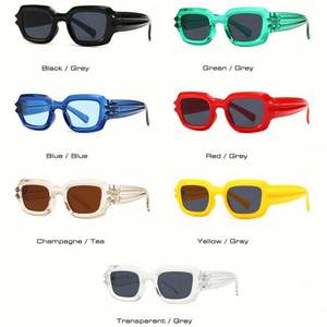 Lunettes de soleil carrées vintage tendance pour hommes, protection UV400, couleurs vives, style punk, pour femmes - Product Image 5