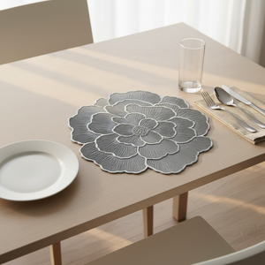 Alas Meja Makan Bulat 38cm Anti Air Ramah Lingkungan dari Plastik, Desain Bunga Kreatif Boen, untuk Restoran dan Dekorasi Rumah - Product Image 1