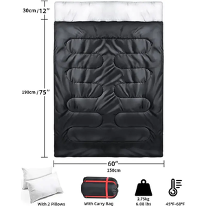 Sac de couchage double pour 2 personnes, imperméable, léger, avec sac de compression pour la randonnée et les voyages - Product Image 3