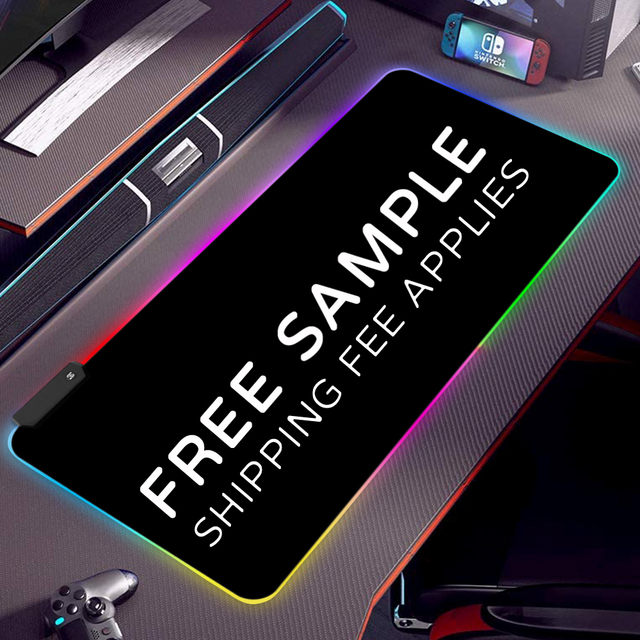 Custom Logo RGB Gaming Mouse Pad Extended XXL Keyboard Desk Mat Free Sample Rubber Material LED Mousepad Sublimation Printed