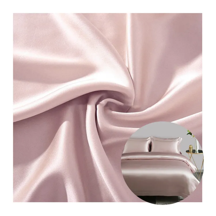 Usine directe 100% polyester matériel couleur unie teint rose violet conception personnalisée satin de tissu soyeux