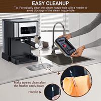 Machine à expresso Zoncenway avec mousseur à lait, machine à café 15 bars, réservoir d'eau amovible de 1,5 L/50 oz, 1050 W, semi-automatique