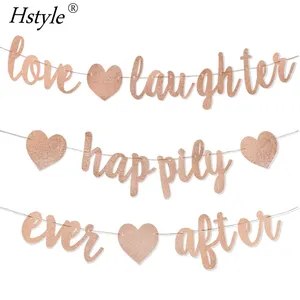 3Pcs Rose Gold Glitter Love Laughter and Happily Ever After Banner Wedding Shower Decorations Bridal Shower Decorations SD2285