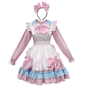 Ensemble de costume de demoiselle d'honneur Lolita rose pour Halloween, avec robes en polyester doux, <span class=keywords><strong>tenue</strong></span> de scène pour femmes - Product Image 5