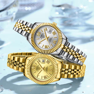 Reloj de Pulsera de Cuarzo de Acero Inoxidable de Alta Gama para Mujer, Reloj de Negocios de Lujo con Esfera Redonda, Escala de Números Arábigos y Cierre de Doble Presión - Product Image 4