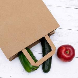 <b>Medium</b> <b>Brown</b> Kraft Paper Takeout Bag Handles Eco-Friendly Digital Lamination Wholesale for Lunch Shopping Groceries Candle Use - Product Image 4