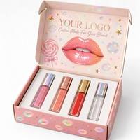 Boîte d'expédition en carton ondulé personnalisée avec logo, thème bonbons rose, emballage de luxe pour brillant à lèvres, boîte cadeau, vente en gros OEM ODM, cosmétiques sur mesure