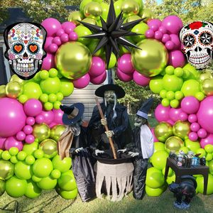 Kit d'arche de ballons d'Halloween blancs DIY, avec ballons en aluminium 4D (araignée, noir, chrome, argent, disco), toile d'araignée, yeux d'<span class=keywords><strong>horreur</strong></span> et fantômes en latex, pour décoration de fête - Product Image 5