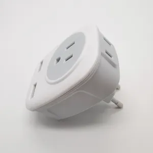 USA to EU Outlet Plug with a 2nd Outlet on the Top for Type F, E, C Charging