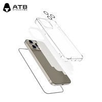 Étui de téléphone et protection d'objectif 4-en-1 Atouchbo TPU+PC étanche, antichoc, avec anneau magnétique pour 11/12/15 Promax