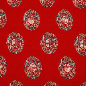 Merveilleux 100% Polyester Brocart Tissu Jacquard Rouge Design Traditionnel pour Nouvel An Vêtements De Noël Vêtement - Product Image 2