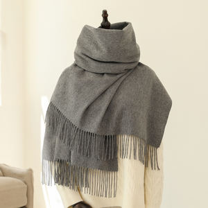 Syal wol kualitas tinggi baru syal Pashmina rumbai pola kotak-kotak merah natal syal wol panjang hangat untuk wanita - Product Image 4