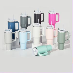 Gobelet isotherme QX 40 oz en acier inoxydable à double paroi, design moderne, pour bureau, avec poignée et paille - Product Image 2