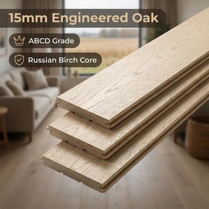 Plancher en bois de chêne <span class=keywords><strong>blanc</strong></span> écologique de 15 mm - Cœur en bouleau russe, laqué UV, bois d'ingénierie multicouche - Product Image 1