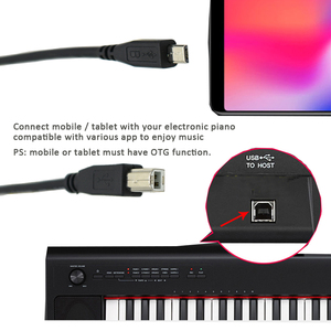 1M Micro tipo <span class=keywords><strong>C</strong></span> <span class=keywords><strong>USB</strong></span> 2,0 macho USB2.0 B macho <span class=keywords><strong>OTG</strong></span> Cable Convertidor para Piano Electrónico impresora decodificador Cables teléfonos móviles PVC - Product Image 4