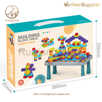 Ensemble de table de jeu de blocs de construction à granulés jouets 88 pièces table en plastique avec grande roue rotative pour le jeu et l'apprentissage des enfants